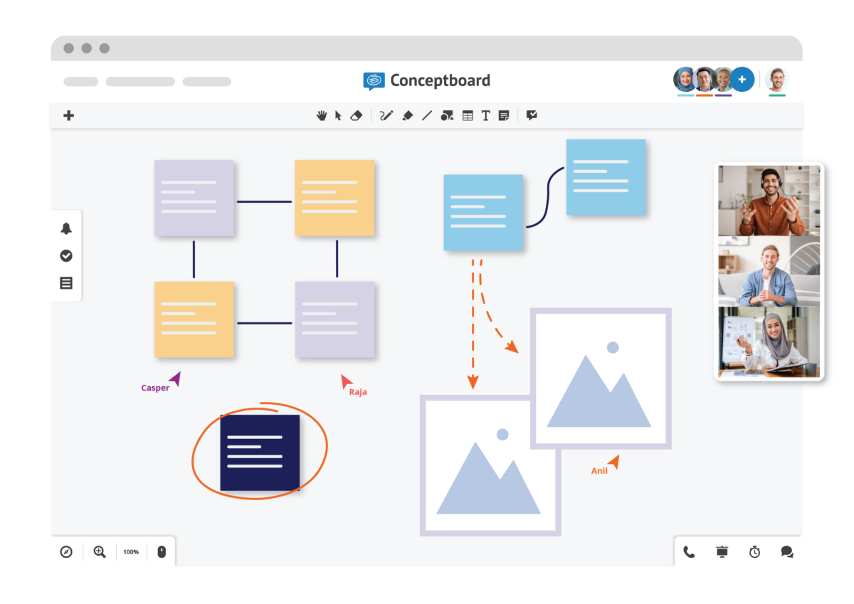 example of brainstorming session on the online whiteboard