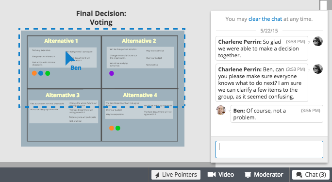 Integrated board chat for decision making in the board in Conceptboard